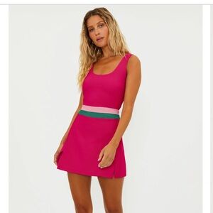 Beach Riot x Anthropologie Remi Dress Bright Fuchsia Colorblock XS